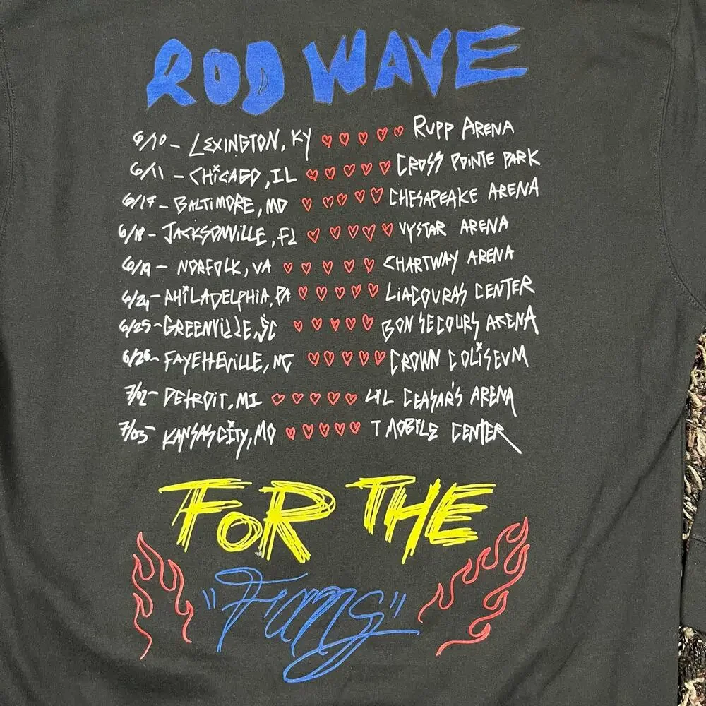 Rod Wave Soul Fly For‎ the Fans Black pullover Hoodie Mens Sz L New